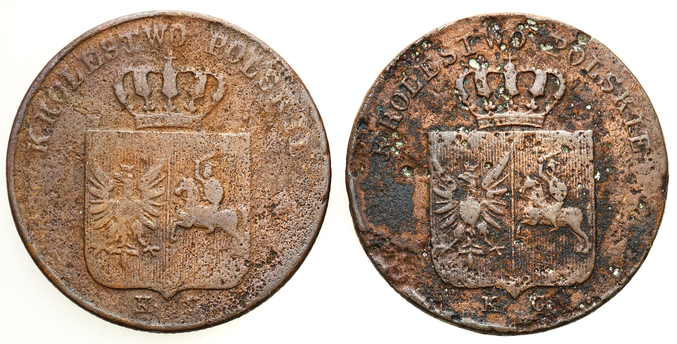Powstanie Listopadowe. Trojak (3 grosze) 1831 KG, Warszawa, zestaw 2 monet